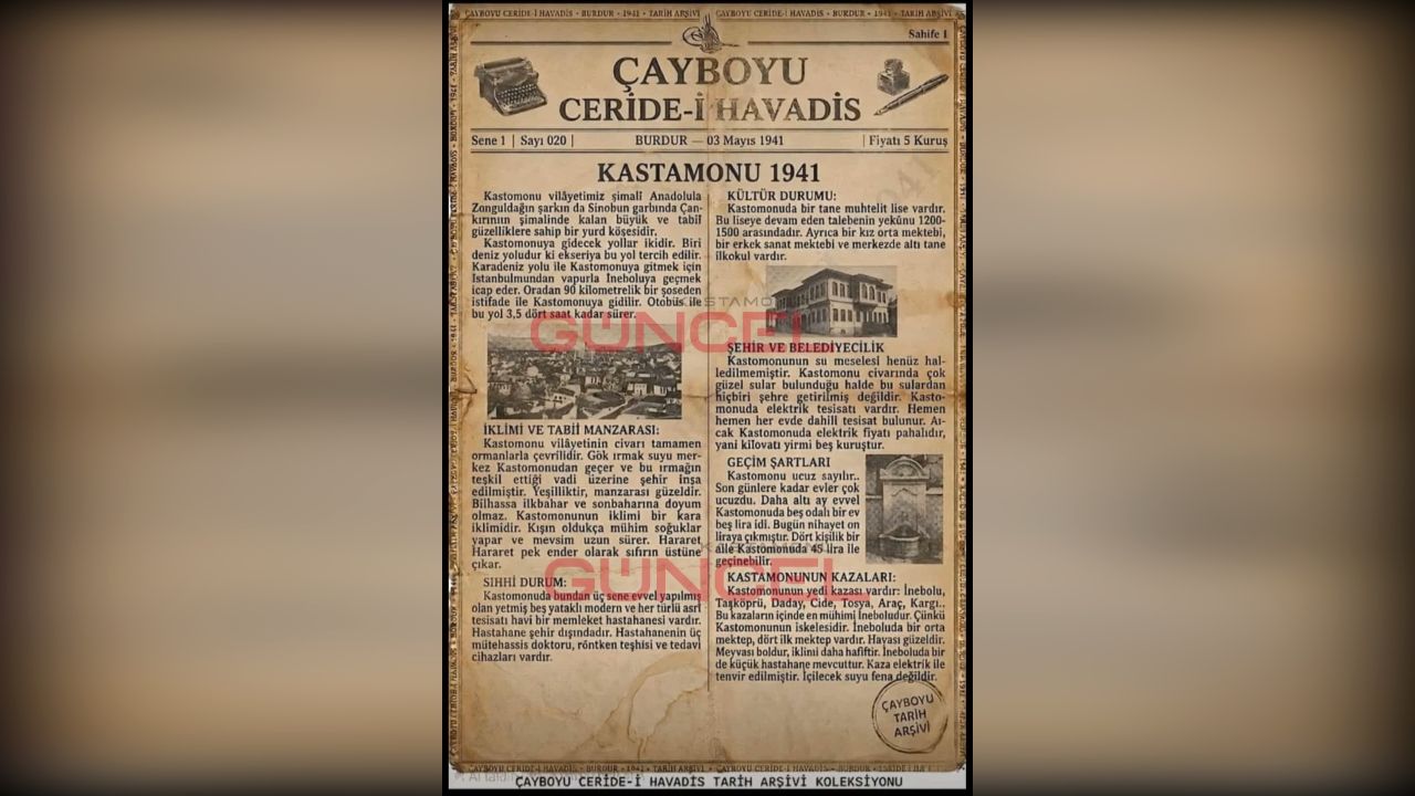 1941 tarihli gazete: Kastamonu hakkında dikkat çeken ayrıntılar!