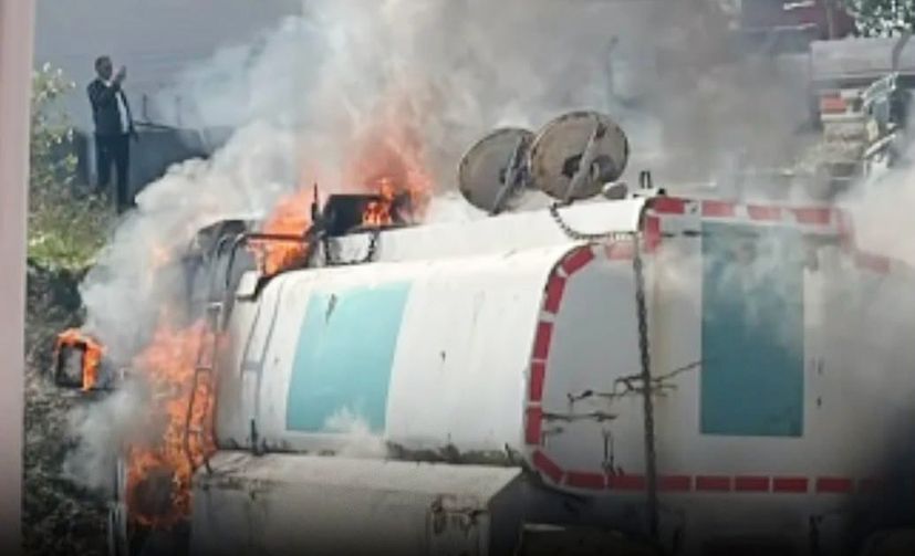 Park hâlindeki boş tanker alevlere teslim oldu!